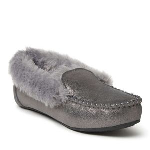 Dearfoams Metallic Faux Fur Slippers